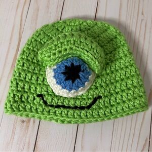 Green Monster Eye Kids Crochet Hat